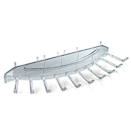 Azar Displays Ten Hook Necklace Bar for Pegboard or Slatwall. Clear 16"Wx6.25"D, PK4 800025